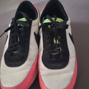 Nike Women’s Sneakers White Black Pink with Neon Green Accents